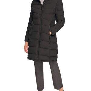 Winter stretch puffer coat with hood, Calvin Klein